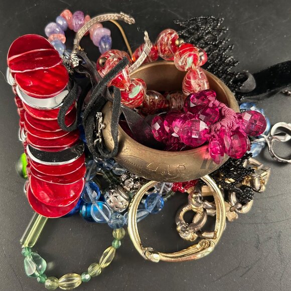 Jewelry grab bag with bracelets, chokers, pendants, and more for DIY or crafts - Picture 6 of 10